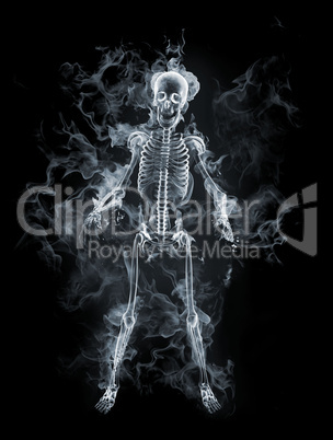 Skelett im Rauch
