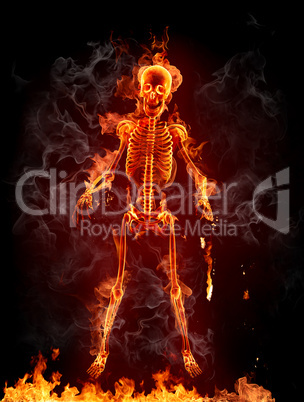 Skelett in Flammen