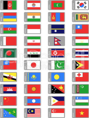 asian flags set