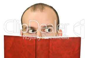 Man hidden behind the book