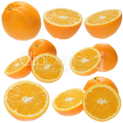 Set of fresh orange fruits