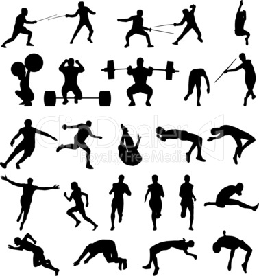 athletic silhouettes set