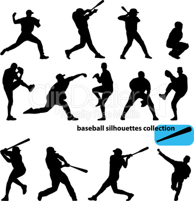 baseball silhouettes set