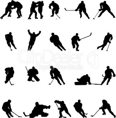 hockey silhouettes set