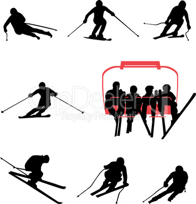 ski silhouettes set