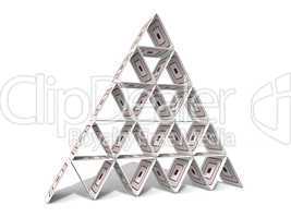 Eine Pyramide gebaut aus Bierdeckeln