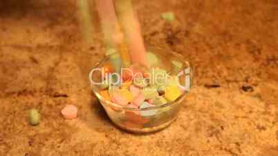 Valentine Hearts pour into glass bowl