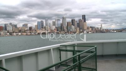 Ferry cruises toward Seattle