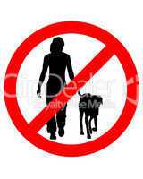 Verkehrsschild: Verboten ohne Leine den Hund spazieren zu fuehren