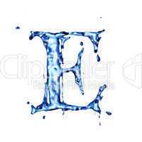 Blue water letter E