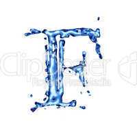Blue water letter F
