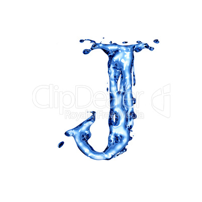Blue water letter J