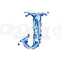 Blue water letter J