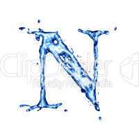 Blue water letter N