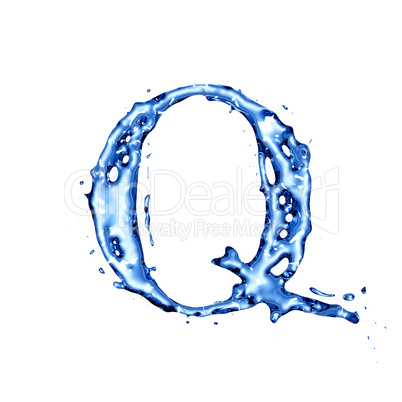 Blue water letter Q