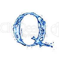 Blue water letter Q