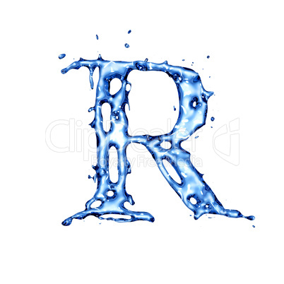 Blue water letter R