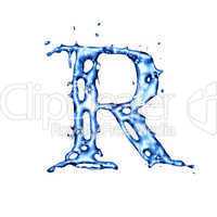 Blue water letter R