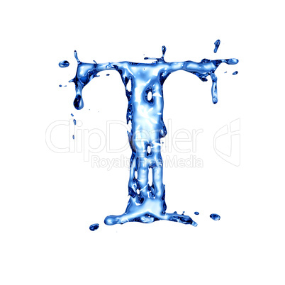 Blue water letter T