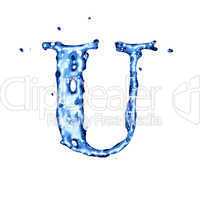 Blue water letter U