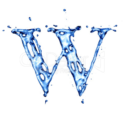 Blue water letter W