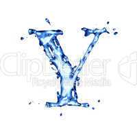 Blue water letter Y