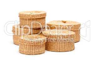 Stack of Wicker Baskets on White