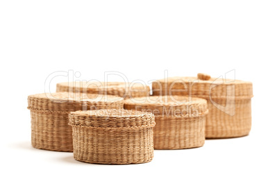 Various Sized Wicker Baskets on White