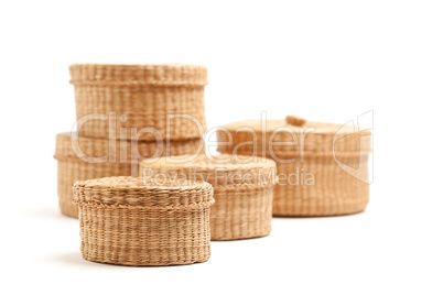 Stack of Wicker Baskets on White