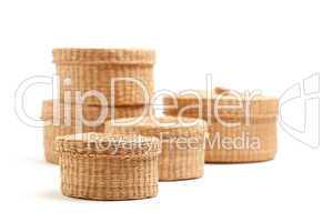 Stack of Wicker Baskets on White