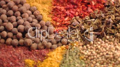 Spices close up rotating. Seamless loop.1