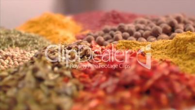 Spices close up rotating. Seamless loop.2