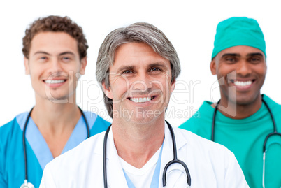 Positive doctors smiling at the camera