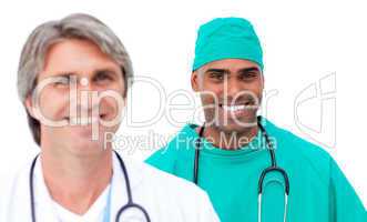 Charismatic male doctors standing in a line
