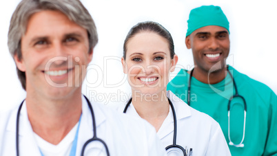 Self-assured medical team standing