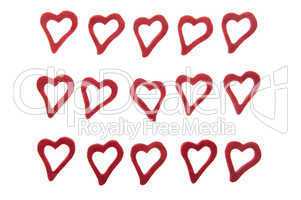 Hearts on white background