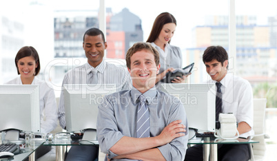 Portrait of a successful business team at work