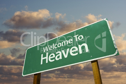 Welcome To Heaven Green Road Sign