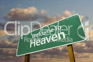 Welcome To Heaven Green Road Sign