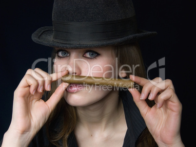 graceful lady in black and a cigar