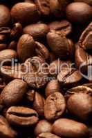 Coffe beans background, macro closeup