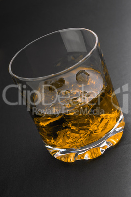 glass of whiskey and ice
