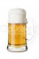 mug of beer close-up in white background