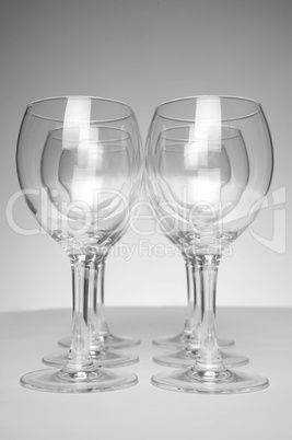 Still-life with empty glasses over white background_2