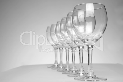 Still-life with empty glasses over white background_4