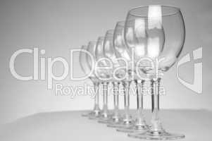 Still-life with empty glasses over white background_4