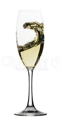 White wine in a glass glass on a white background