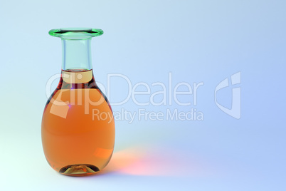 Glass bottle with auburn liquid