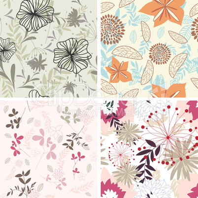 seamless floral backgrounds set