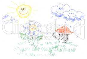 kids drawing of weather